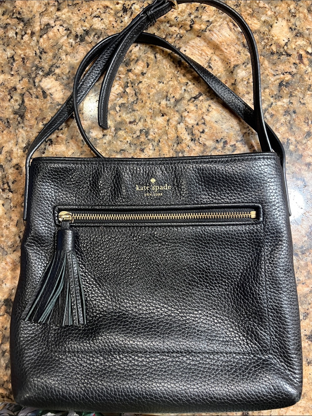 Kate Spade Chester St Dessi crossbody bag black pebbled leather
